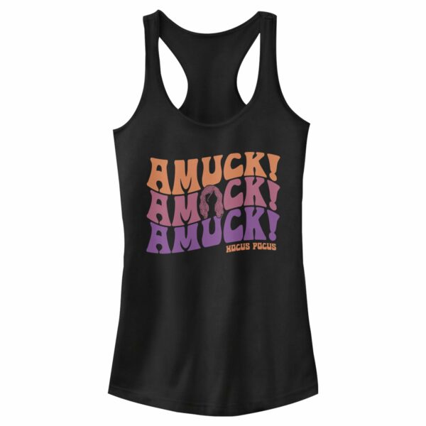 Junior’s Hocus Pocus Amuck Phrase Racerback Tank Top