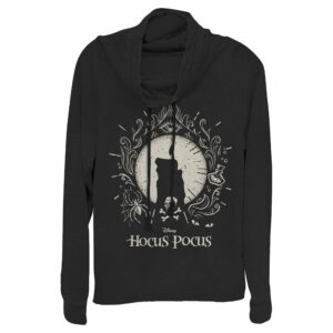 Junior’s Hocus Pocus Black Flame Candle Cowl Neck Sweatshirt