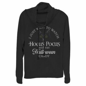 Junior’s Hocus Pocus Just Want to Eat Halloween Candy Cowl Neck Sweatshirt