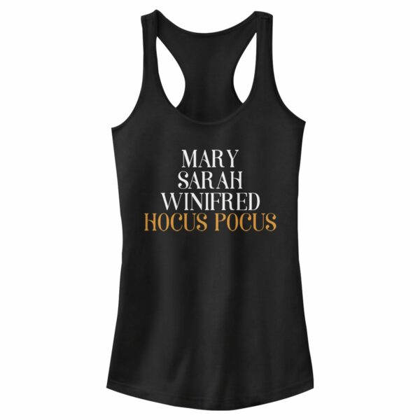 Junior’s Hocus Pocus Sanderson Sister Names Racerback Tank Top