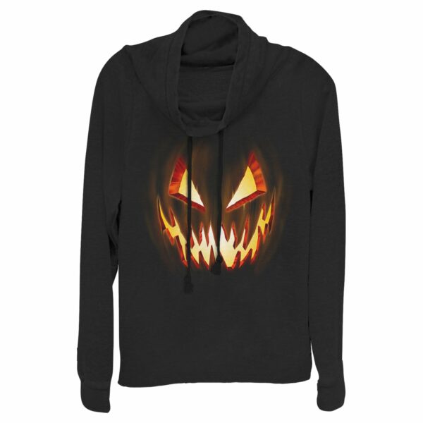 Junior’s Lost Gods Evil Pumpkin Face Cowl Neck Sweatshirt