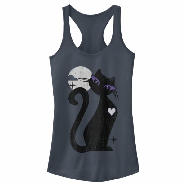 Junior’s Lost Gods Halloween Full Moon Black Cat Heart Racerback Tank Top