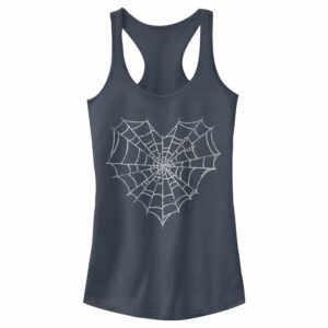 Junior’s Lost Gods Halloween Heart Spider Web Racerback Tank Top