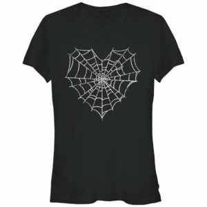 Junior’s Lost Gods Halloween Heart Spider Web T-Shirt