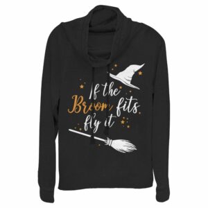 Junior’s Lost Gods Halloween If the Broom Fits Fly It Cowl Neck Sweatshirt