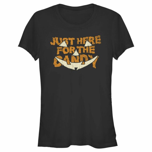 Junior’s Lost Gods Halloween Just Here for the Candy Jack-O’-Lantern T-Shirt