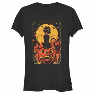 Junior’s Lost Gods Halloween Retro Cat Scene T-Shirt