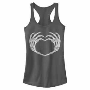 Junior’s Lost Gods Halloween Skeleton Heart Hands Racerback Tank Top