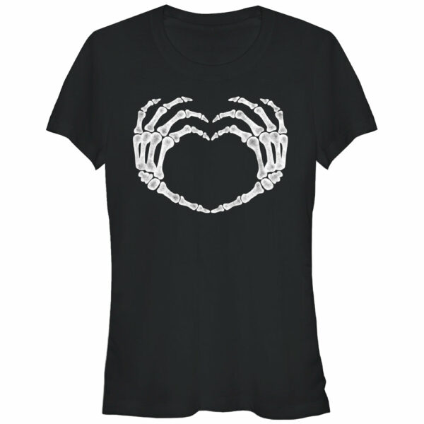 Junior’s Lost Gods Halloween Skeleton Heart Hands T-Shirt