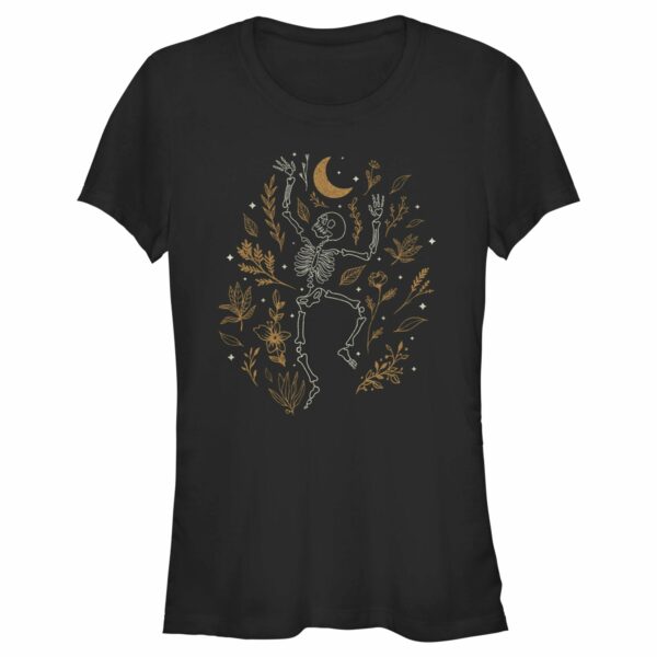 Junior’s Lost Gods Halloween Skeleton and Fall Leaves T-Shirt