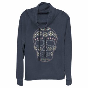 Junior’s Lost Gods Halloween Sugar Skull Cowl Neck Sweatshirt