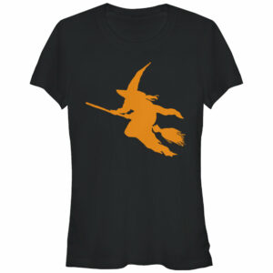 Junior’s Lost Gods Halloween Witch on a Broomstick T-Shirt