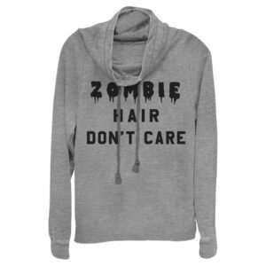 Junior’s Lost Gods Halloween Zombie Hair Don’t Care Cowl Neck Sweatshirt