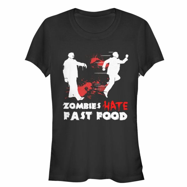 Junior’s Lost Gods Halloween Zombies Hate Fast Food T-Shirt