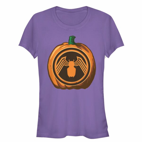 Junior’s Marvel Halloween Venom Logo Pumpkin T-Shirt