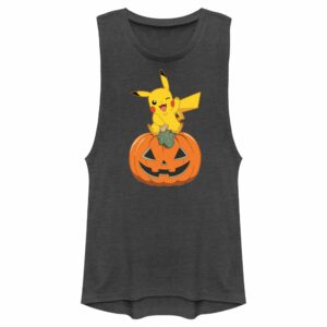 Junior’s Pokemon Halloween Jack-O’-Lantern Pikachu Festival Muscle Tee