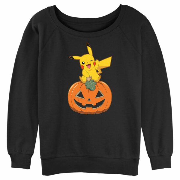 Junior’s Pokemon Halloween Jack-O’-Lantern Pikachu Sweatshirt