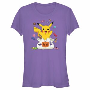 Junior’s Pokemon Halloween Pikachu Bag of Candy T-Shirt