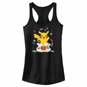 Junior’s Pokemon Halloween Pikachu Candy Bag Racerback Tank Top