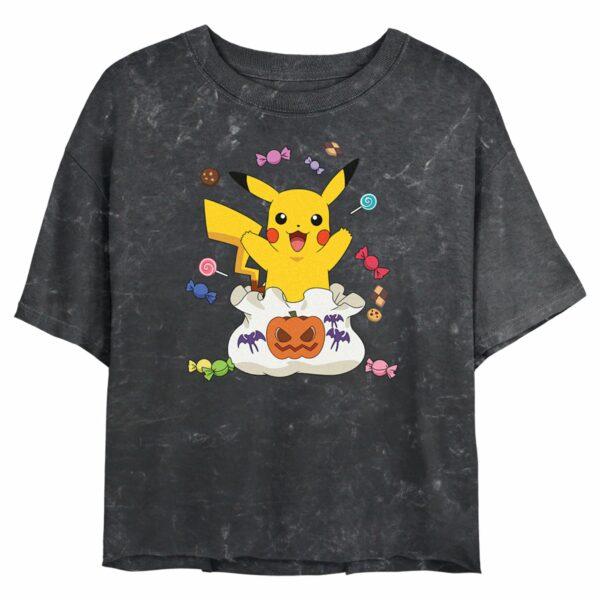 Junior’s Pokemon Halloween Pikachu Candy Pumpkin Bag T-Shirt