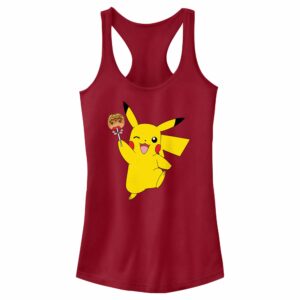 Junior’s Pokemon Halloween Pikachu Jack-O’-Lantern Caramel Apple Racerback Tank Top