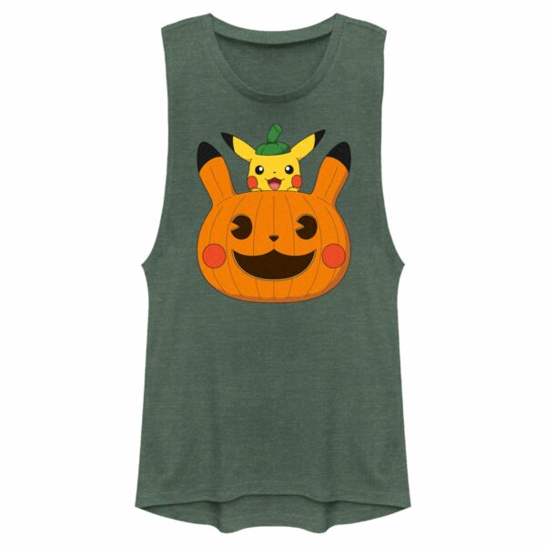 Junior’s Pokemon Halloween Pikachu Jack-O’-Lantern Festival Muscle Tee