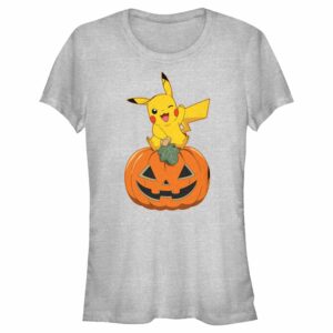 Junior’s Pokemon Halloween Pikachu Jack-O’-Lantern T-Shirt