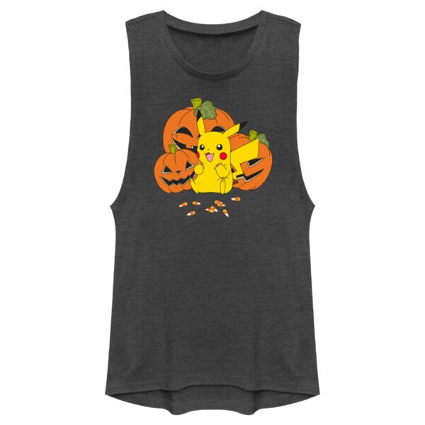 Junior’s Pokemon Halloween Pikachu Jack-O’-Lanterns Festival Muscle Tee