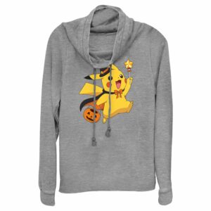 Junior’s Pokemon Halloween Pikachu Wizard Cowl Neck Sweatshirt