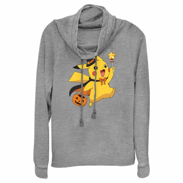 Junior’s Pokemon Halloween Pikachu Wizard Cowl Neck Sweatshirt