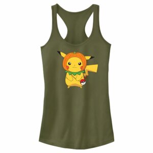 Junior’s Pokemon Halloween Pumpkin Pikachu Racerback Tank Top