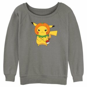 Junior’s Pokemon Halloween Pumpkin Pikachu Sweatshirt