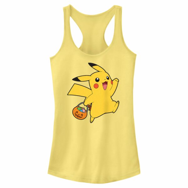 Junior’s Pokemon Halloween Trick-or-Treating Pikachu Racerback Tank Top