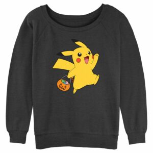 Junior’s Pokemon Halloween Trick-or-Treating Pikachu Sweatshirt