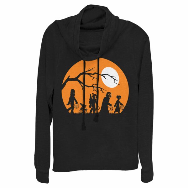 Junior’s Star Wars Characters Trick or Treat Cowl Neck Sweatshirt