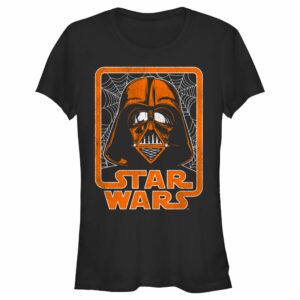 Junior’s Star Wars Halloween Darth Vader Spider Webs Logo T-Shirt