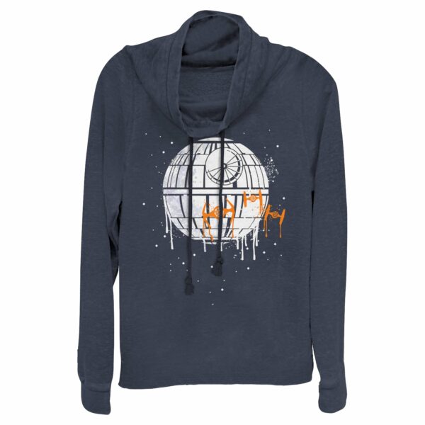 Junior’s Star Wars Halloween Death Star Drip Cowl Neck Sweatshirt