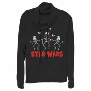 Junior’s Star Wars Halloween Vader Skeletons Cowl Neck Sweatshirt