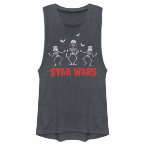 Junior’s Star Wars Halloween Vader Skeletons Festival Muscle Tee