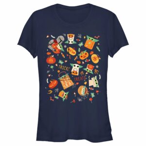 Junior’s Star Wars The Mandalorian Halloween Candy Collage T-Shirt