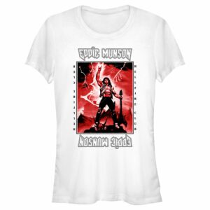 Junior’s Stranger Things White Hellfire Club Rockstar Eddie Munson T-Shirt