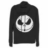 Junior’s The Nightmare Before Christmas Halloween Jack Skellington Big Face Cowl Neck Sweatshirt