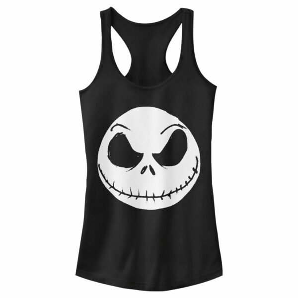 Junior’s The Nightmare Before Christmas Halloween Jack Skellington Big Face Racerback Tank Top