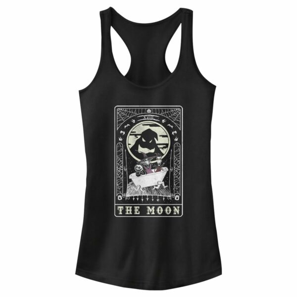 Junior’s The Nightmare Before Christmas Halloween Oogie Boogie and his Boys Moon Tarot Card Racerback Tank Top