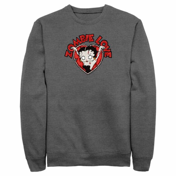 Men’s Betty Boop Halloween Zombie Love Heart Sweatshirt