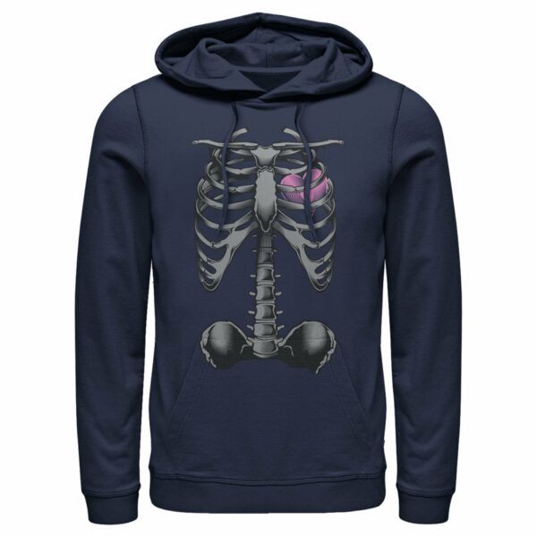 Men’s Lost Gods Halloween Skeleton Rib Cage Heart Pull Over Hoodie