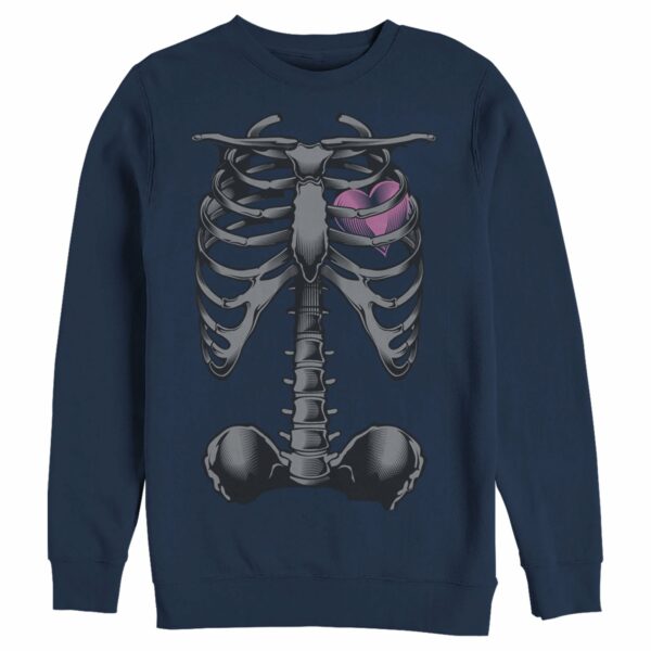 Men’s Lost Gods Halloween Skeleton Rib Cage Heart Sweatshirt