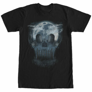 Men’s Lost Gods Halloween Skull Graveyard Face T-Shirt