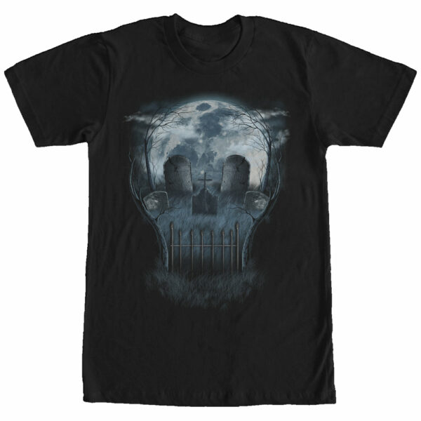 Men’s Lost Gods Halloween Skull Graveyard Face T-Shirt