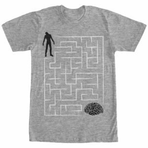 Men’s Lost Gods Halloween Zombie Brain Teaser Maze T-Shirt